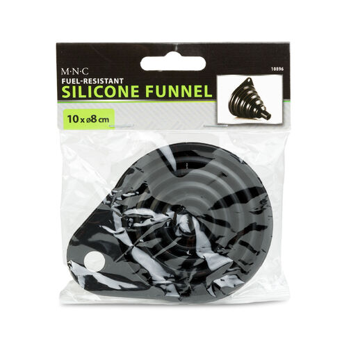 10896 • Odolná lievik na palivo – silikón – 10 x Ø8 cm – čierna