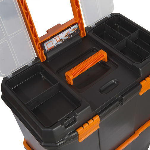 10932 • Rozkladací plastový kufrík na náradie na kolieskach
