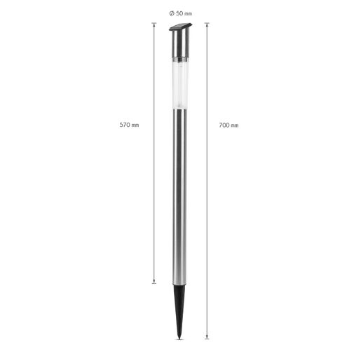 11230 • Stĺpová LED solárna lampa - studená biela - kov - 70 x 5 cm