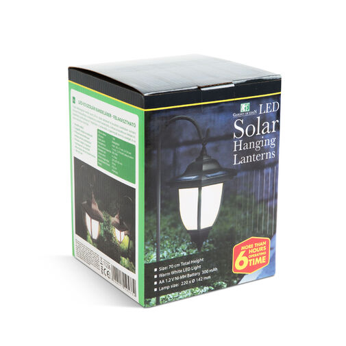 11236 • LED solárny svietnik - zavesiteľný - čierny - teplá biela