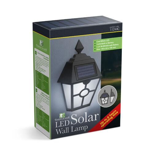 11244C • LED solárna nástenná lampa - čierna, studená biela - 14 x 6,2 x 19 cm