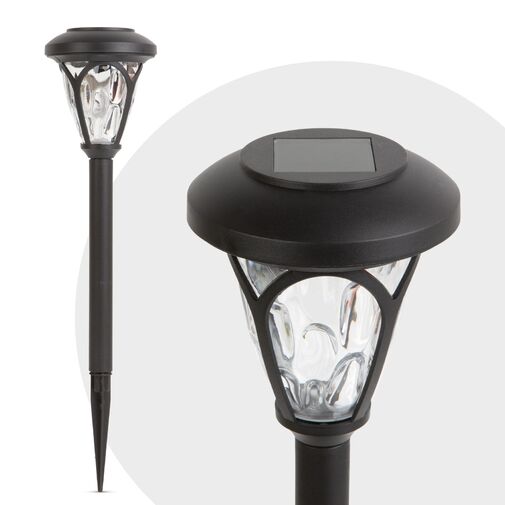 11252 • LED solárna lampa - zapichovateľná , vzorované plexisklo - čierna - 300 mm