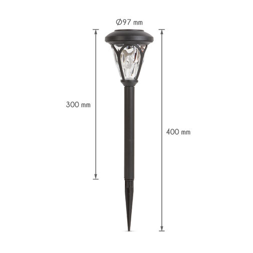 11252 • LED solárna lampa - zapichovateľná , vzorované plexisklo - čierna - 300 mm