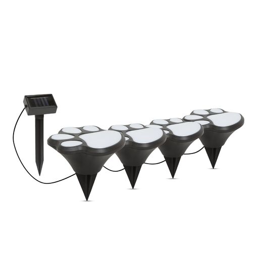 11255 • LED solárna lampa - odtlačky psích nôh, zapichovateľné - plast - čierna - 360 cm