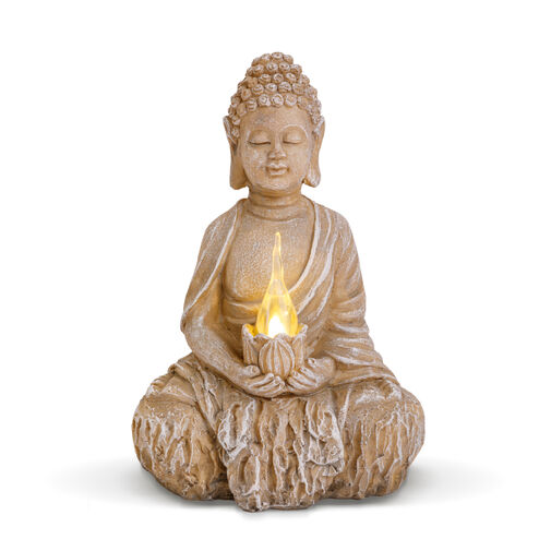 11269 • Solárny Budha so sviečkou - 1 teplá biela LED - 12,5 x 8,5 x 19 cm