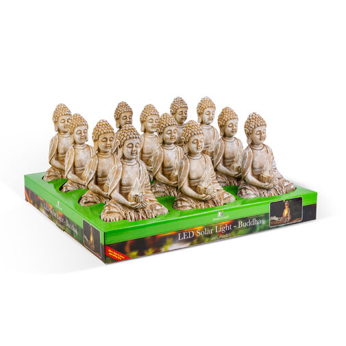 11269 • Solárny Budha so sviečkou - 1 teplá biela LED - 12,5 x 8,5 x 19 cm