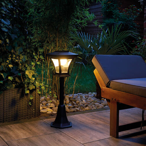 11404 • LED solárna lampa – lampáš/kandeláber – 120 cm – 10 LED – čierna – teplá biela