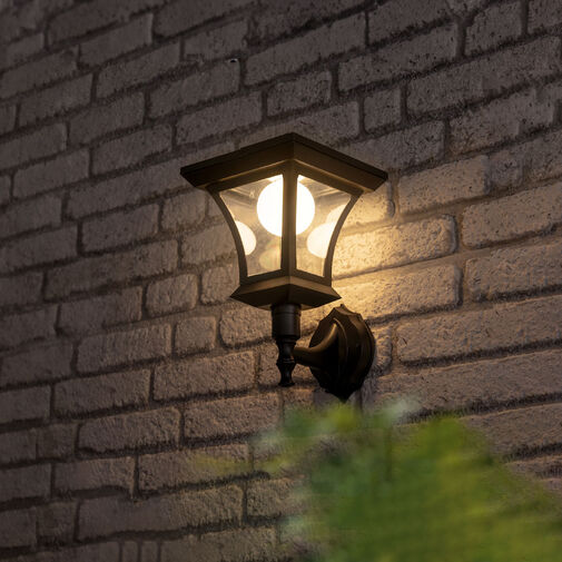 11404A • LED solárne svietidlo – nástenné – 21 x 21 cm – 8 LED – čierne – teplá biela