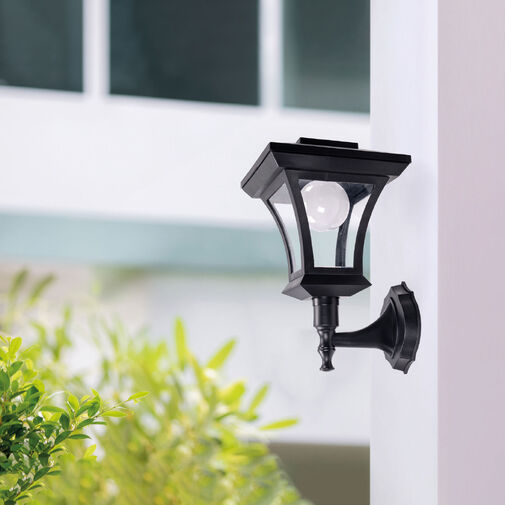 11404A • LED solárne svietidlo – nástenné – 21 x 21 cm – 8 LED – čierne – teplá biela