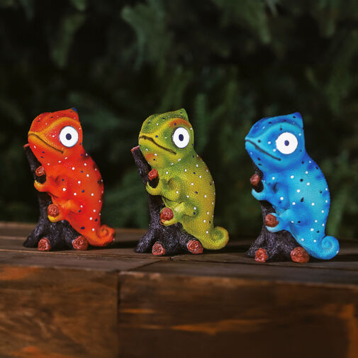11424 • LED solárna zvieracia figúrka – chameleón – 2× teplá biela LED – 3 druhy