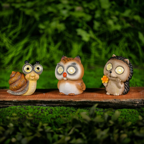 11429B • Solárne zvieracie figúrky – 3 druhy – 2 teplé biele LED – 10 cm