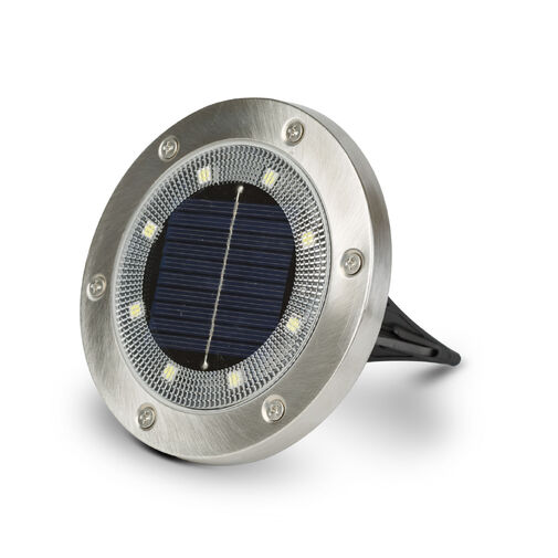 11440F • LED solárne zapichovacie / nástenné svietidlo - okrúhle - SMD LED - studená biela - 12 cm