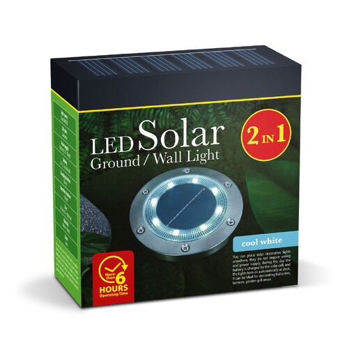 11440F • LED solárne zapichovacie / nástenné svietidlo - okrúhle - SMD LED - studená biela - 12 cm