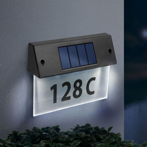 11446C • Solárne osvetlenie čísla domu - priehľadné plexi - studená biela LED - 18 x 20 cm