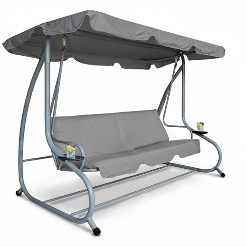 11493B • Záhradná hojdačka - 200 x 120 x 164 cm - sivá - s držiakom na pohár