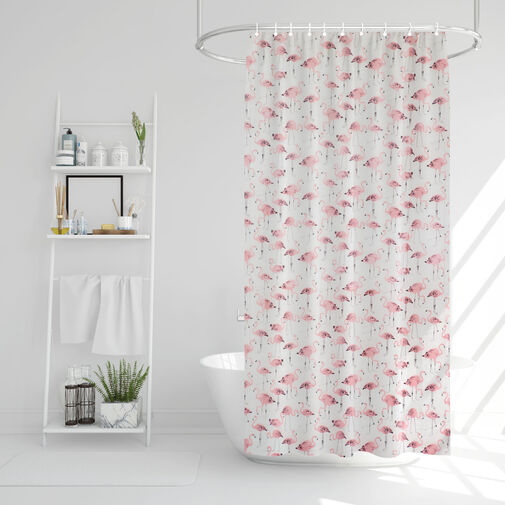 11527D • Záves do sprchy - flamingo - 180 x 200 cm