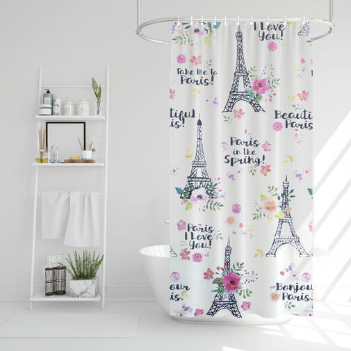 11528D • Záves do sprchy - Eiffelova veža - 180 x 180 cm