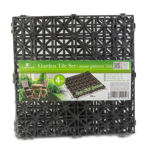 11529 • Záhradné dlaždice - plastové mriežky - čierne - 29 x 29 x 1,5 cm - 4 ks / balenie