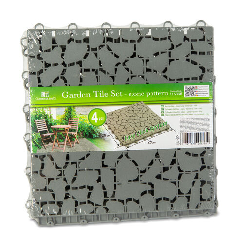 11533B • Záhradné dlaždice - kamenný vzor - plast - 29 x 29 cm - sivé - 4 ks / balenie