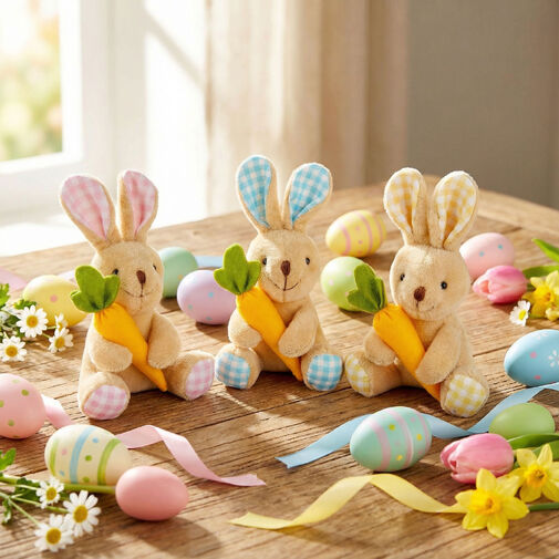 11582 • Textilná dekorácia - zajačik - 15 cm - 3 druhy