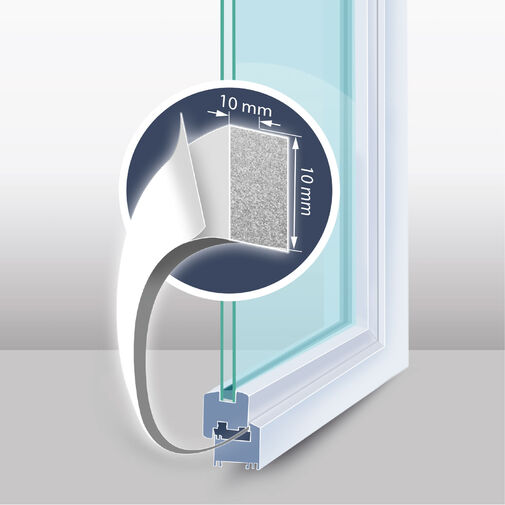 11595WH-10 • Samolepiaca penová izolácia na okno a dvere - 5 m - biela 10 mm