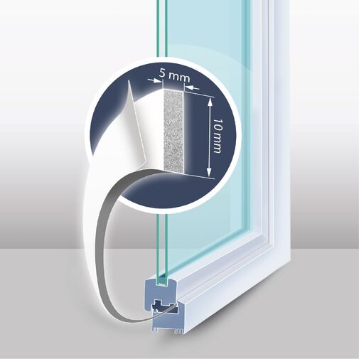11595WH • Samolepiaca penová izolácia na okno a dvere - 6 m - biela 10 mm