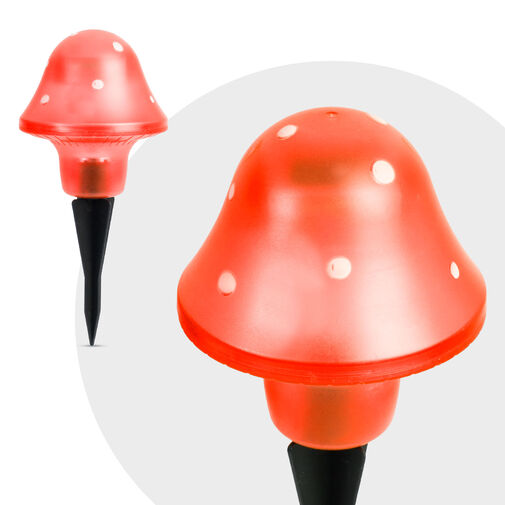 11704A • LED solárna lampa v tvare hríbu - červená - 11 cm