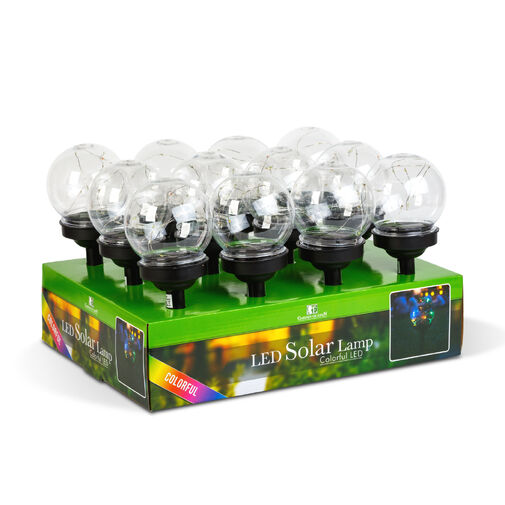 11709 • Zapichovacia solárna lampa - guľatá - farebná - 10 x 10 x 26,5 (+12,5) cm