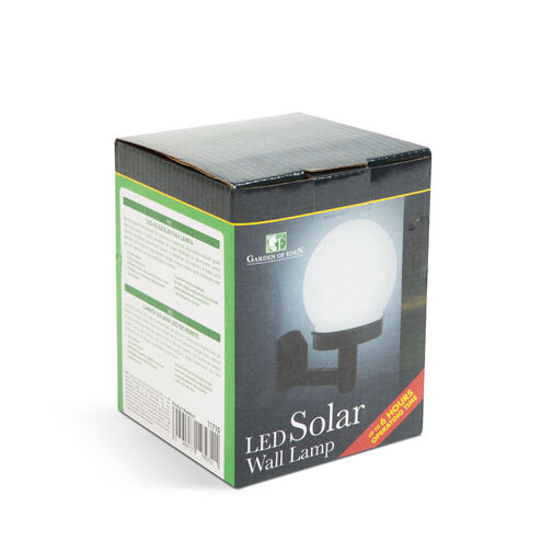11710 • LED nástenná solárna lampa - studená biela - čierna - plast