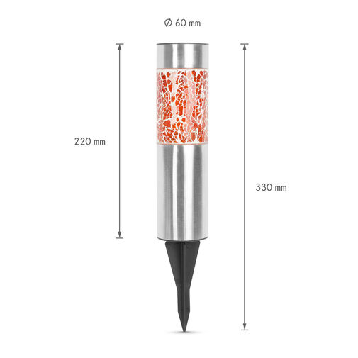 11716 • Zapichovací kovový solár - Teplá biela - 6 x 6 x 22 (+11) cm