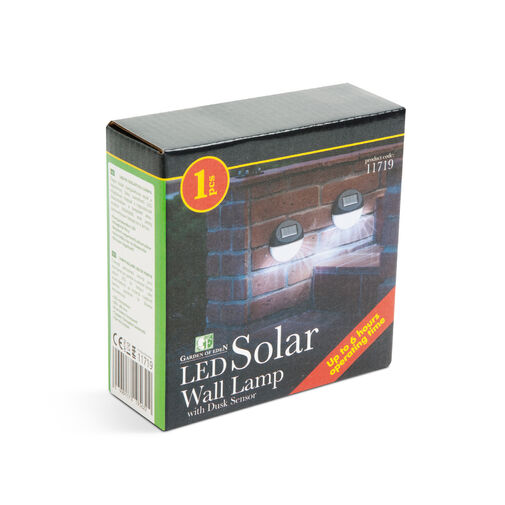 11719 • LED solárna nástenná lampa - čierna , studená biela - 11 x 11 x 4 cm
