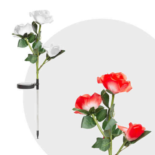11723 • Zapichovací solárny kvet - červený, biely, ružový, RGB LED - 70 cm - 2 ks / balenie