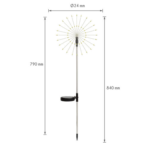 11724 • Zapichovací solárny kvet - 90 microLED - teplá biela - 84 cm