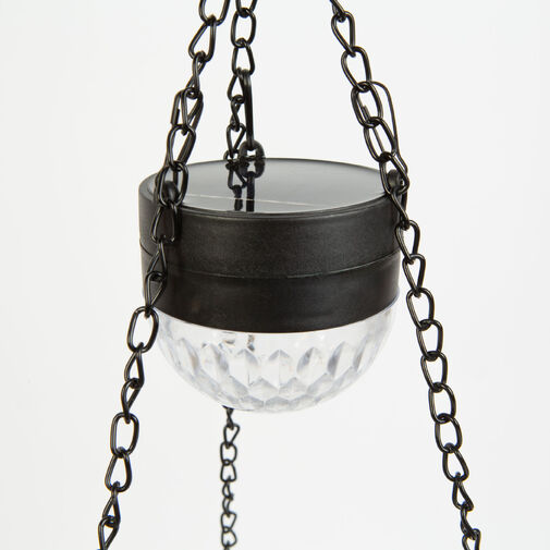 11733 • Závesná LED solárna lampa – kvetináč – čierna – plast – 26 x 16 cm