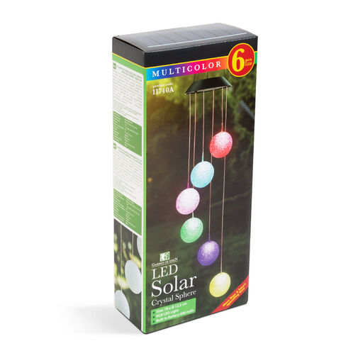 11740A • Zavesiteľná solárna lampa - kryštaľová guľa - RGB LED - 78 x 12,5 cm
