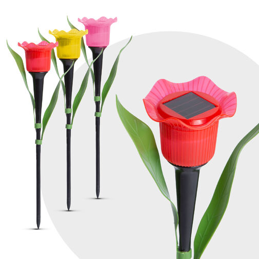 11750 • LED solárna lampa tulipán - žltý/červený/ružový - 31 cm - 12 ks / krabica