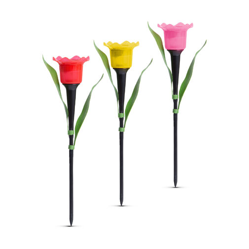 11750 • LED solárna lampa tulipán - žltý/červený/ružový - 31 cm - 12 ks / krabica