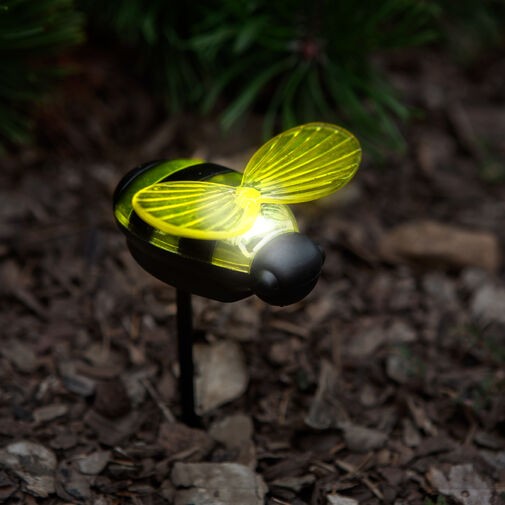 11752 • Zapichovacia solárna lampa - včielka -  8 x 6,5 x 14 cm - biela LED