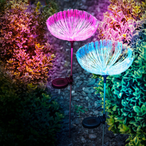 11755 • Solárna medúza z optických vlákien - 80 cm - farebné LED
