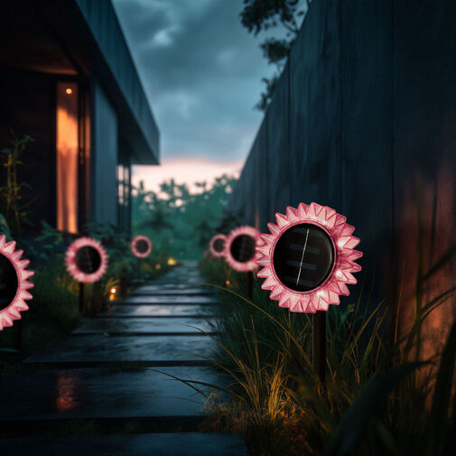 11761A • Solárny slnečnica – ružová – zapichovacia / závesná – 13 x 6,5 x 35 cm