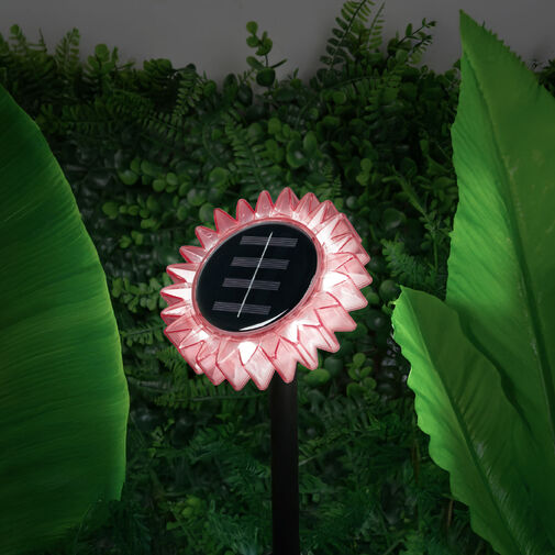 11761A • Solárny slnečnica – ružová – zapichovacia / závesná – 13 x 6,5 x 35 cm