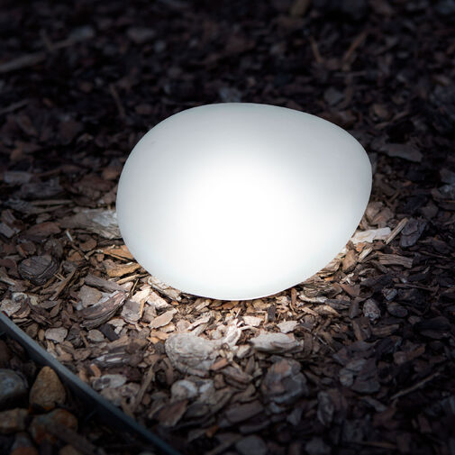 11768 • Zapichovacia solárna lampa - tvar kameňa - matné sklo - 165 x 142 x 115 mm - teplá biela LED