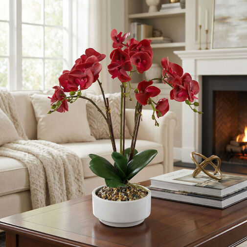 11919 • Umelá rastlinná dekorácia - orchidea - 5 druhov - 56 cm