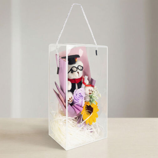 11971 • Umelá rastlinná dekorácia - slnečnica s medvedíkom - 14 x 10,5 x 26 cm