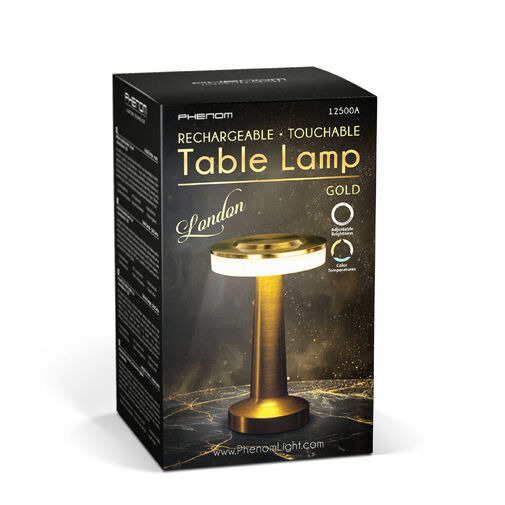 12500A • Stolová lampa - zlatá farba - nastaviteľná farebná teplota, jas - akumulátorová - USB