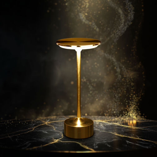 12502A • Stolová lampa - zlatý kov - nastaviteľná farebná teplota, jas - akumulátorová - USB