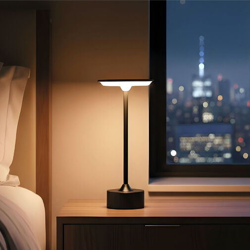 12502B • Stolová lampa - čierny kov - nastaviteľná farebná teplota, jas - akumulátorová - USB