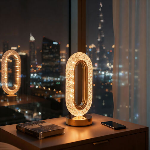 12504 • Stolná lampa - zlatá - nastaviteľná farebná teplota, jas - akumulátorová - USB