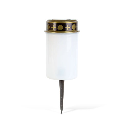 13001 • Zapichovacia solárna sviečka – blikajúca teplá biela LED – 7,3 x 20,5 cm – červená / biela