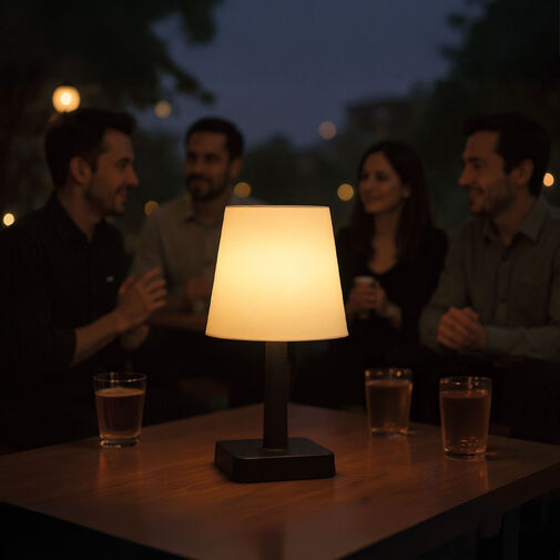 13006 • Solárna stolová lampa – biela – teplá biela LED – plast – 23 x 12 cm